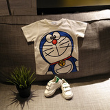 外贸原单夏季小儿童宝宝蓝胖子机器猫短袖T恤男童女童纯棉打底衫