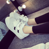 2016春夏韩版小白鞋厚底运动休闲鞋系带板鞋白色女单鞋增高学生鞋