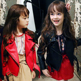 韩国童装2016春秋新款韩版女童机车皮衣外套百搭夹克马甲时尚潮酷