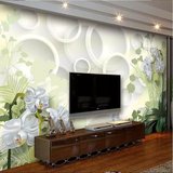 电视背景墙纸壁纸客厅卧室沙发无缝简约壁画3D立体圆圈君子兰花卉