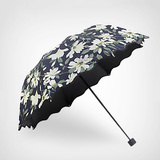 小清新百合花晴雨伞两用创意韩国折叠黑胶遮阳防晒防紫外线太阳伞