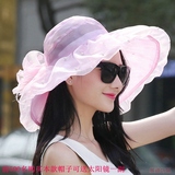 XM01新款遮阳帽女夏季纱布塔真丝防晒防紫外线太阳帽可折叠沙滩