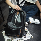 休闲男士双肩包新款韩版潮学生书包男包PU皮男背包运动旅行电脑包