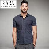 香港代购ZARA男装夏季男士短袖衬衫2016新款修身时尚韩版衬衣夏装