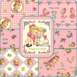 QG可爱卡通小女孩系列日本进口纯棉印花手工拼布料粉色八分之一码