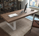 美式乡村实木餐桌椅组合 北欧铁艺电脑桌复古办公桌会议桌老板桌