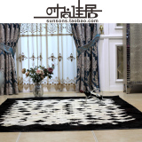 高品质黑白牛皮地毯 现代简约时尚客厅地毯 进口牛皮拼接块毯定制
