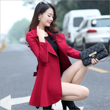 2016秋季新款女式中长款风衣裙摆式韩版女大码修身长袖外套