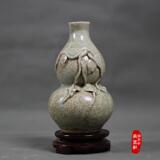 景德镇仿古瓷器 宋哥窑捏花裂纹釉花瓶 古董古玩包老包真收藏摆件