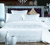 家纺宾馆四件套批发欧式提花酒店床上用品白色纯棉床单春秋1.8米2