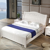 实木床高档橡木床1.5米1.8米双人床现代简约纯白色婚床储物高箱床