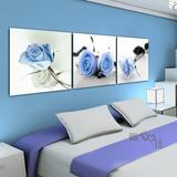 装饰画客厅现代无框画卧室床头蓝色妖姬三联画壁画现代简约玫瑰花