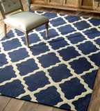 蓝色地中海格子宜家地毯客厅茶几沙发 卧室床边手工腈纶地毯定制