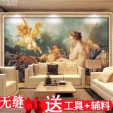 客厅沙发电视背景墙4d无缝大型壁画3d立体无纺布墙纸欧式油画人物