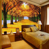 大型壁画 客厅电视墙背景沙发墙画 卧室餐厅墙纸壁纸树林黄金大道