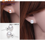 韩版欧美风 天然淡水珍珠耳钉925纯银耳环耳饰正品 礼物送女友