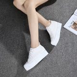 夏季白色帆布鞋内增高6cm女鞋布鞋学生板鞋黑色休闲鞋小白鞋34码