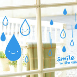 创意韩国艺术墙贴纸 窗户玻璃贴柜子装饰贴纸 微笑的小雨滴 W587