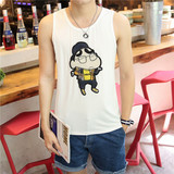 夏季沙滩男士韩版修身蜡笔小新卡通背心青少年学生吊带紧身弹力潮