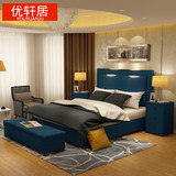 简约现代布艺床家具美式床1.5米1.8米北欧床布床主卧大床双人床