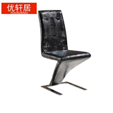 鳄鱼皮餐椅现代时尚简约不锈钢美人鱼餐椅高档餐椅厂家直销
