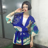 夏季韩国ulzzang日系原宿雪纺系带薄款和服外套防晒衣女学生潮