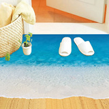 3D立体效果海滩地板贴可移除墙贴纸卧室温馨客厅创意沙滩地面贴画