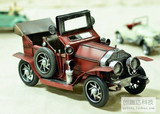铁皮汽车模型 玩具模型 仿古车模1907年英国劳斯莱斯红色铁艺模型