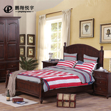 红橡木床美式乡村复古家具1.2米1.5米实木床双人床婚床儿童床简约