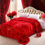 毛毯12斤加厚双层冬季拉舍尔盖绒毯子结婚庆大红双人毯包邮