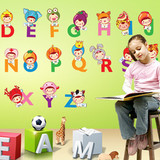 娃娃英文字母早教英语学习墙贴画 儿童房教室布置幼儿园卡通益智
