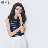 EAL新品春夏韩国东大门百搭条纹打底修身针织衫 女式无袖背心L107