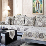 客厅沙发垫四季薄款布艺沙发巾套罩布料防滑坐垫简约现代欧式灰色