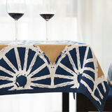 美式高档棉麻厚西餐桌布布艺长方形台布电视柜桌垫茶几桌布料蓝色