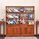 书架 书柜 简易 实木 置物架 特价 二门二抽三层书架 送木架