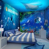 3d立体大型壁画 海底世界主题房壁纸海洋鱼儿童房游泳馆背景墙纸
