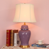 中式景德镇陶瓷台灯 创意紫色红色将军罐客厅卧室床头灯装饰灯具