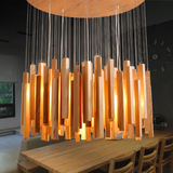 北欧实木木条创意吊灯客厅简约现代原木宜家餐厅简约吊灯别墅个性