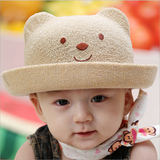 韩版夏天女1-2岁透气遮阳宝宝草帽韩国夏季小孩男童儿童帽子凉帽4