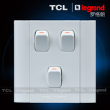 TCL罗格朗独立三按键浴霸开关插座86型通用三开双控 独立开关浴室