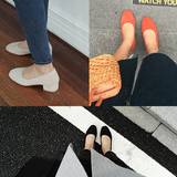 韩国中跟粗跟女鞋圆头高跟鞋女士绒面复古单鞋浅口大小码瓢鞋
