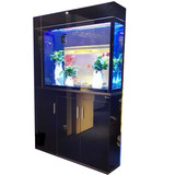 新概念屏风玄关生态鱼缸带鞋柜 烤漆玻璃家具式鱼缸 创意玻璃鱼缸