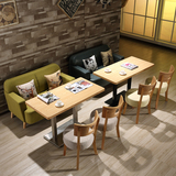 复古实木小圆椅咖啡馆西餐厅沙发桌椅冷饮甜品奶茶店桌椅组合椅