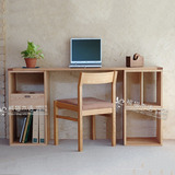 日式简易纯实木电脑桌自由组合桌子格子书柜橡木办公书桌书架家具