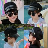 夏季新款儿童韩版鸭舌帽女童帽子2-3-4岁宝宝黑色帽子英伦潮帽