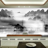 大型中式复古江南春山水画壁纸客厅卧室沙发电视装饰背景墙纸壁画