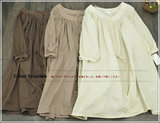 NATULAN/8703复古纯色森女系外贸出口日本原单长款大码衬衫连衣裙
