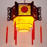 中式仿古吊灯实木羊皮餐厅客厅灯茶楼中国风复古灯酒店大厅工程灯