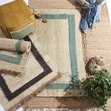 印度进口北欧宜家现代手工编织黄麻美式乡村中式禅意客厅卧室地毯