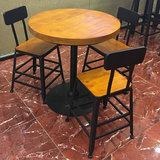美式loft铁艺实木圆桌吧台桌酒吧桌星巴克咖啡厅桌椅组合复古餐桌